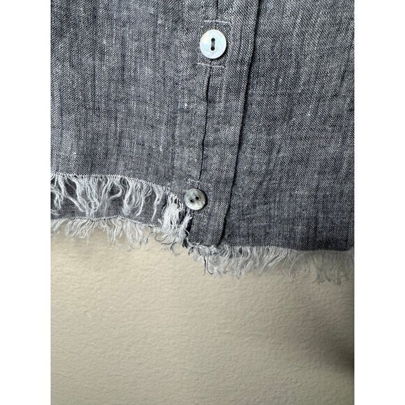 J. Jill Women's Black Blouse Size XS long‎ sleeve linen cropped short - Picture 3 of 7